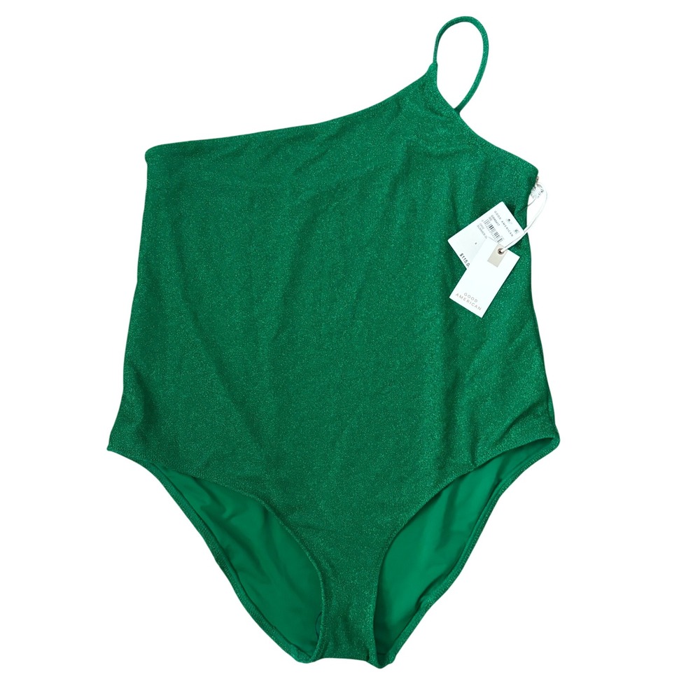NWT Good American Women's Sparkle One Piece Swimsuit Sz 6 (3XL) Green Plus Size
